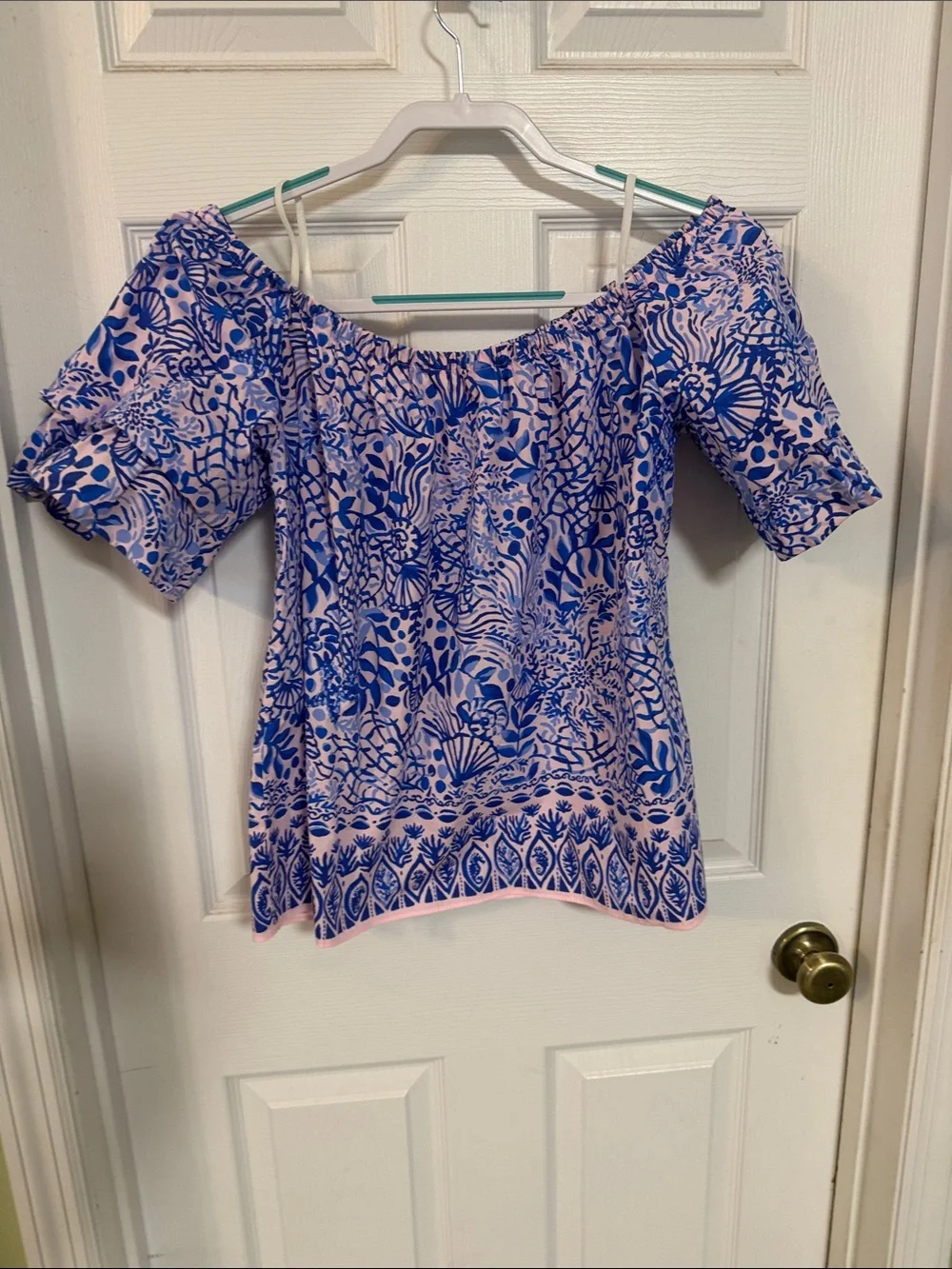 Lilly Pulitzer Frankee off the shoulder short sleeve top